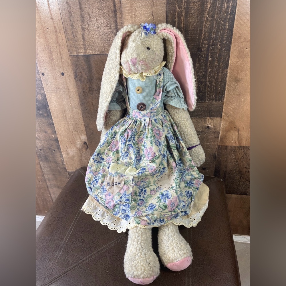 Vintage Enesco Floppy Tompkins Easter Bunny Rabbit Rag Cloth Doll‎ 23” Handmade